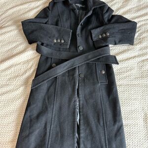 Kenneth Cole Black Long Coat with Belt